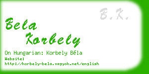 bela korbely business card